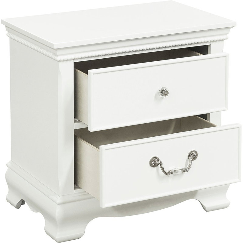Table de chevet classique pour chambre à coucher, blanc, 5 tiroirs pour plus de chaleur Table de chevet blanche traditionnelle avec tiroirs, rehausse l'ambiance