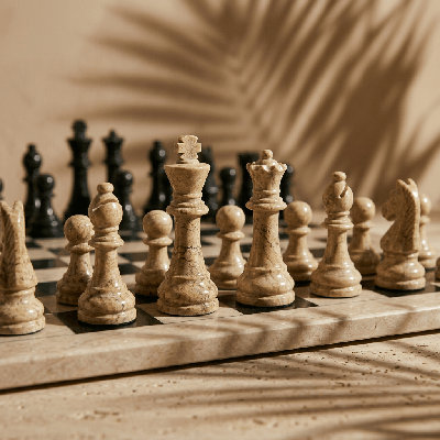 Premium Chess Set - Jeu d'échecs en marbre de 12 pouces avec étui de rangement par Marble Cultures