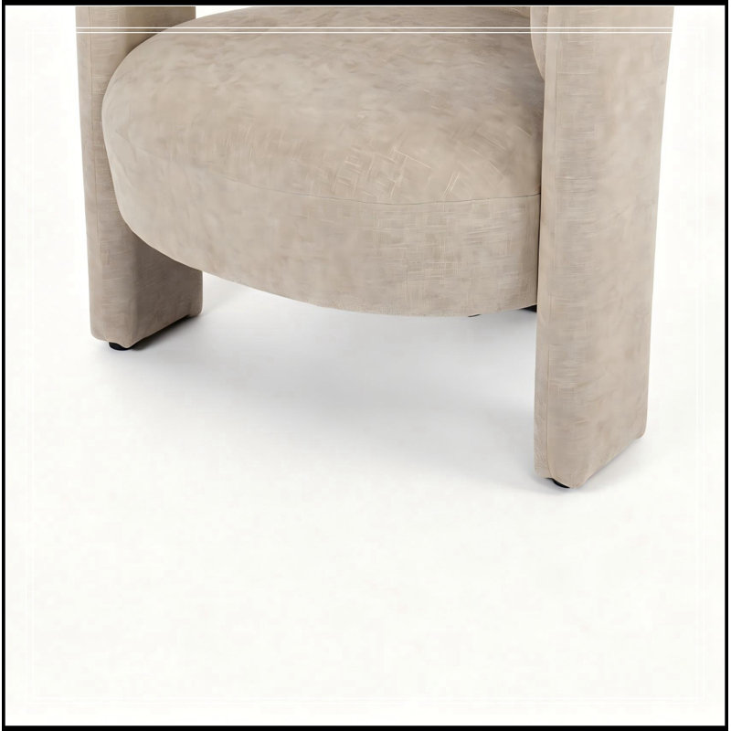 Fauteuil demi-tonneau incurvé avec pieds robustes, Gris