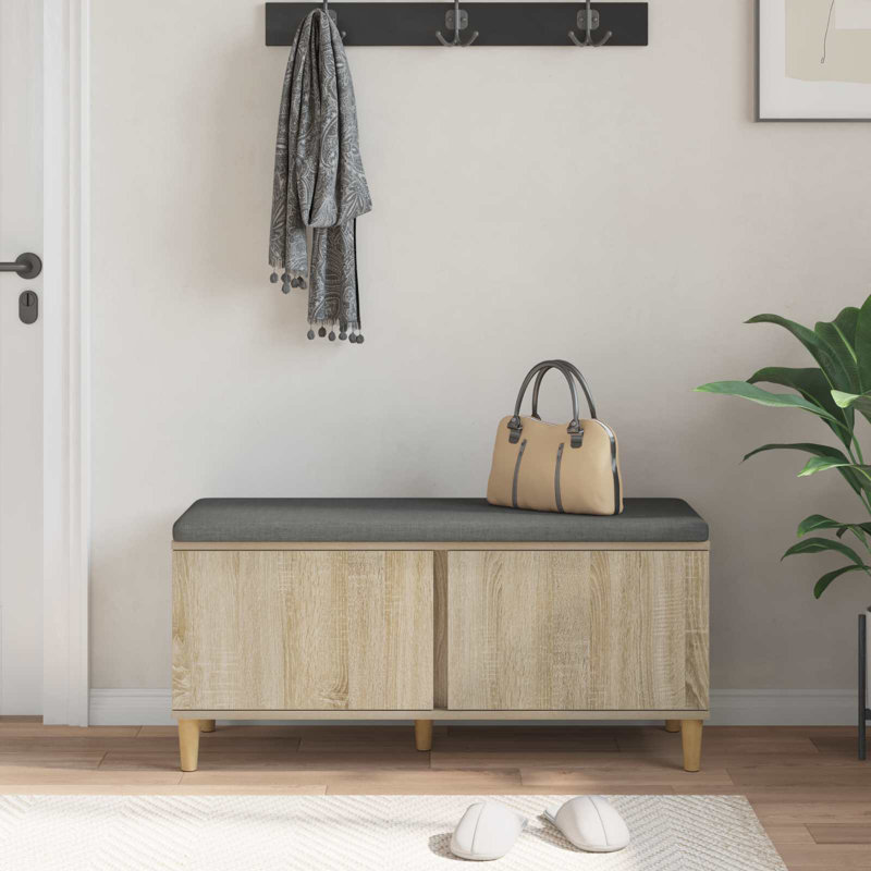 Storage Bench, 46cm H x 100cm W x 38cm D, Sonoma Oak