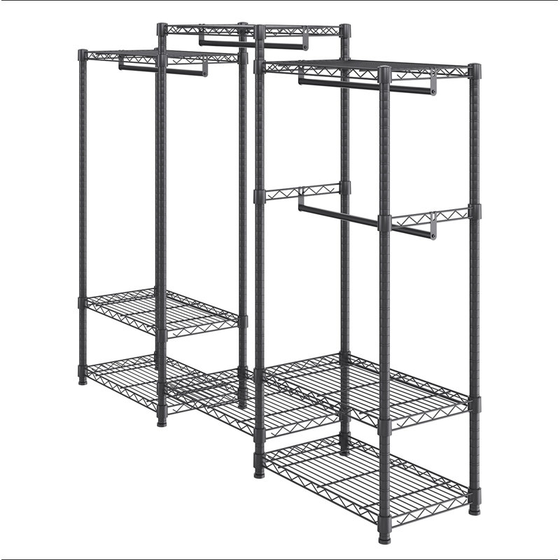 Portant à vêtements robuste, support à vêtements roulant avec 4 tringles de suspension et 8 niveaux de rangement, support de garde-robe ajustable sur mesure, garde-robe autoportante pour suspendre les vêtements, capacité de charge de 800 lb