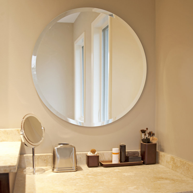 Miroir mural sans cadre biseauté moderne et contemporain Morlan, H 28 po x l 28 po