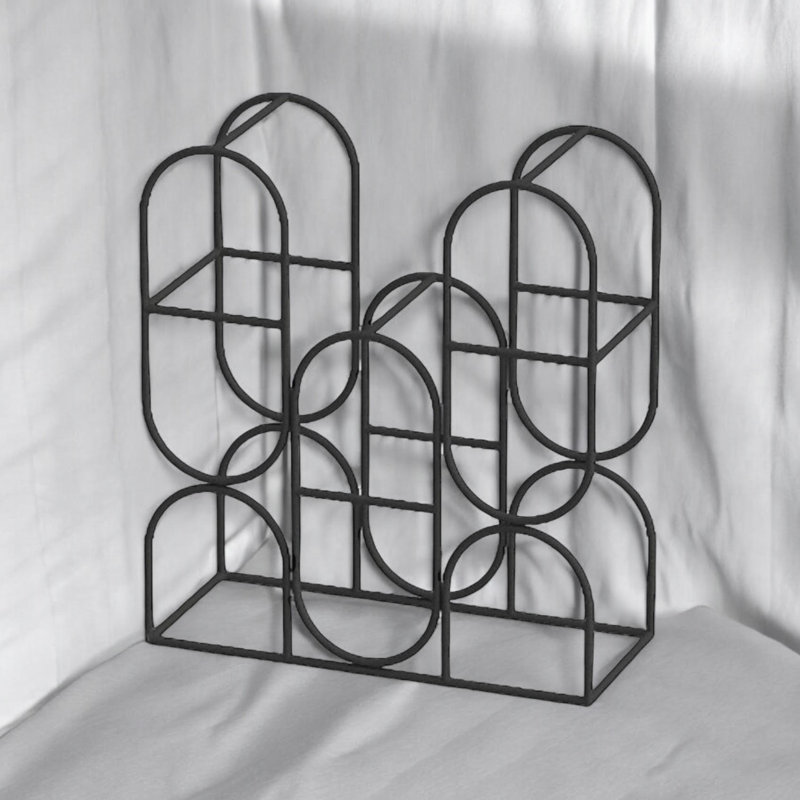 Alheli 8 Bottle Wine Rack | Durable Black Cast Iron Freestanding Tabletop Storage for Kitchen and Bar Counter