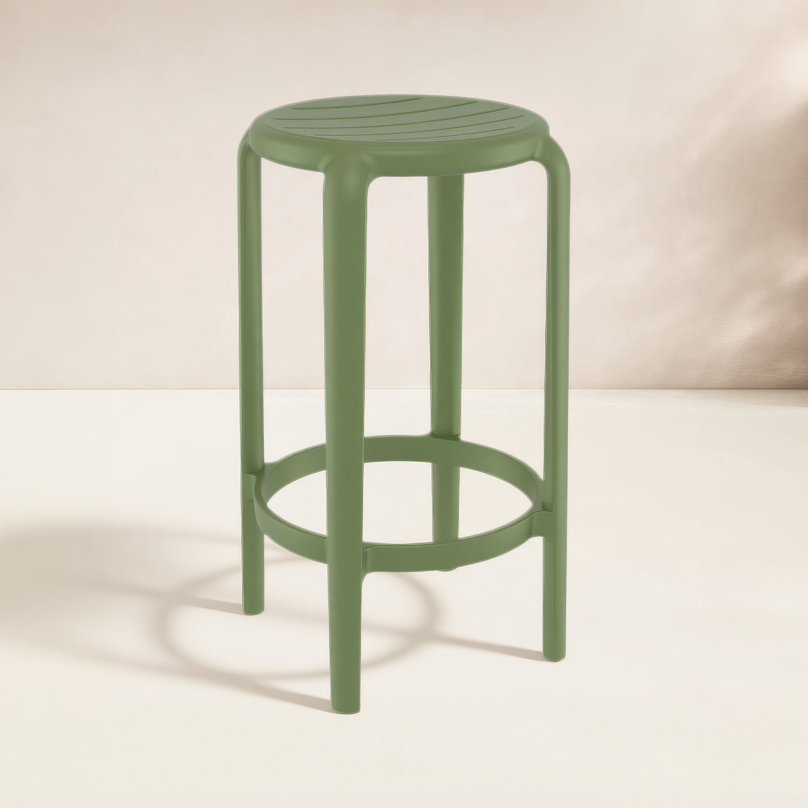 Awan Backless Outdoor Bar Stool, Olive Green, 29.75"