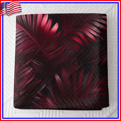 Red Palm Leaves Bedding Palm Bedspread Nature