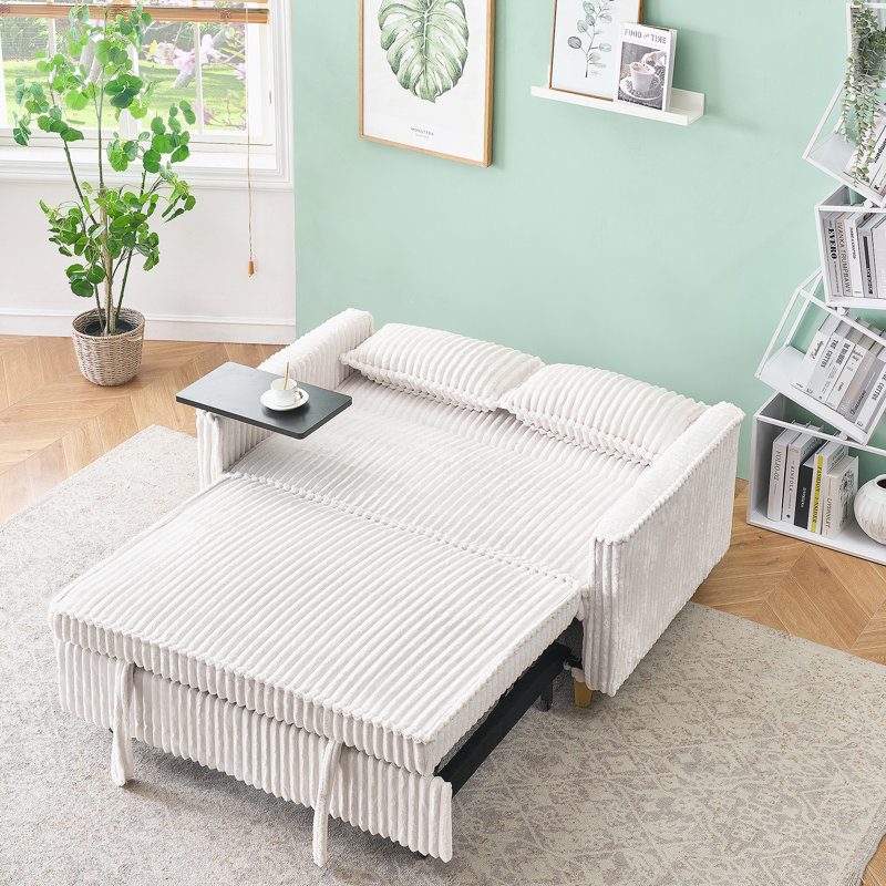 Canapé polyvalent avec plateau mobile et ports USB pour la détente, Beige