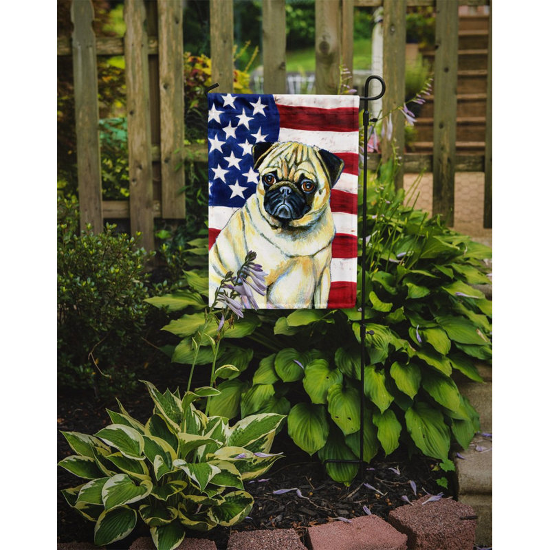 2 côtés en polyester de 2 côtés american drapeau de jardin, Rat terrier