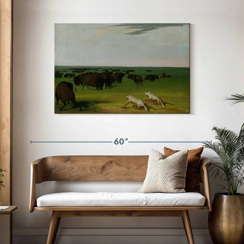 Brampt Buffalo Hunt Under Wolf-Skin Mask, 30" H x 45" W