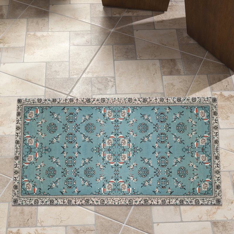 Patterned Non-Woven Thin Type Printed Rug with Artistic Floral Design Perfect for Enhancing the Aesthetics of Your Living Room Bedroom or Study