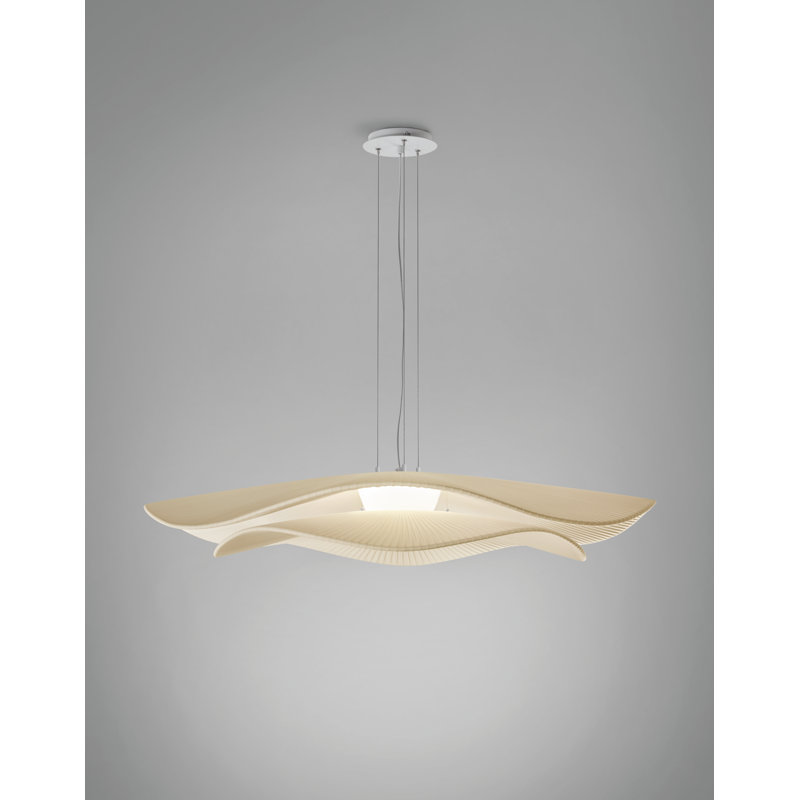 Mediterranean 1 - Light LED Pendant, Cream Translucent Ribbon, 4.84" H x 41.34" W x 41.34" D