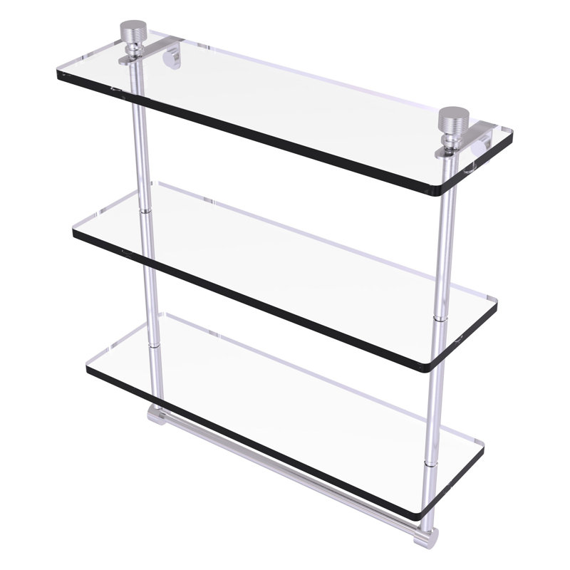 Ballenas 3 Piece Tiered Shelf with Towel Bar, Satin Chrome, 18" H x 16" W x 5" D