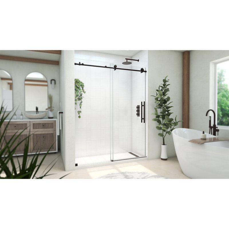 DreamLine Continuum 56-60 in. W x 76 in. H Fully Frameless Sliding Shower Door, Oil Rubbed Bronze