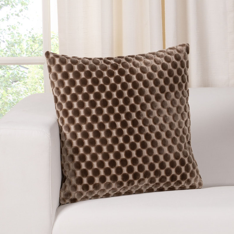 Oreiller en velours Nirvan, Champignon, Carré 20 po, Polyester