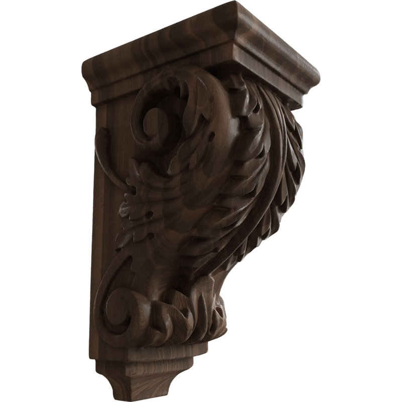 Petit corbeau en bois d'acanthe l 3 1/2 po x P 4 po x H 7 po (paquet de 4), Noyer brun, H 7 po x l 3 1/2 po x P 4 po