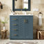 30'' Ceramic Sink Bathroom Vanity - Solid Wood & , Blue Decoration, 3 Drawers Convenient Storage 30" Cabinet With Frame Parts Concealed Space Stylish Furniture-846820414