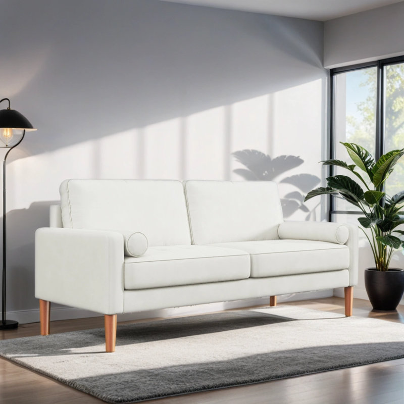 Canapé Moe 67,5, Tissu blanc