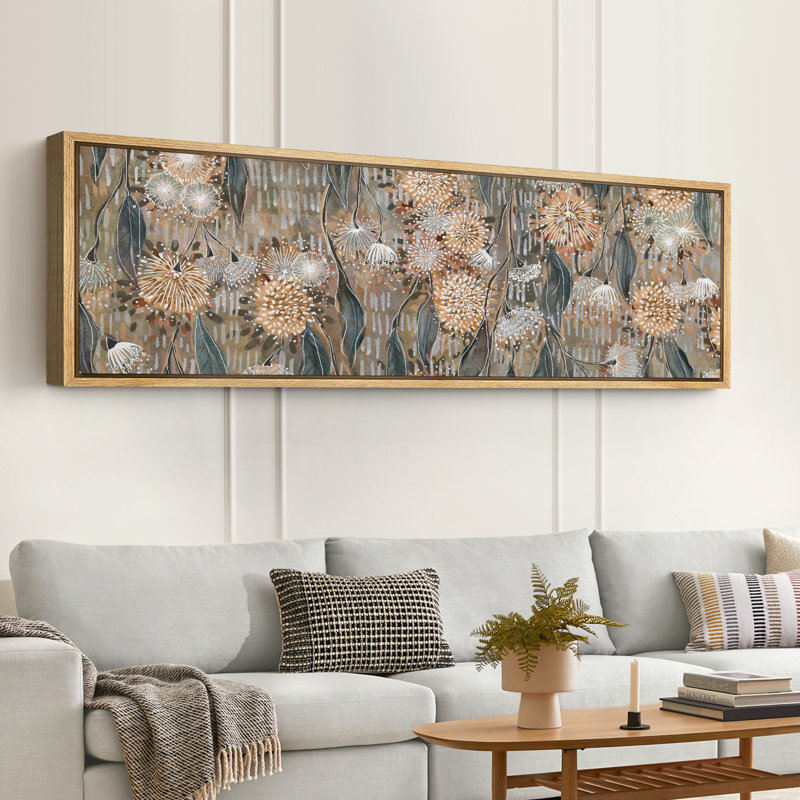 «Abstract Plant Botanical Modern Rustic», impression sur toile encadrée surdimensionnée, H 20 po x l 60 po, Naturel