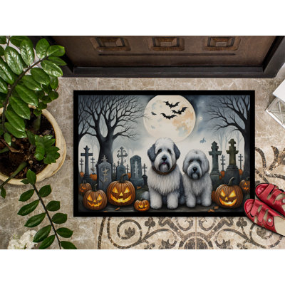 Paillasson Old English Sheepdog Spooky Halloween 18 x 27