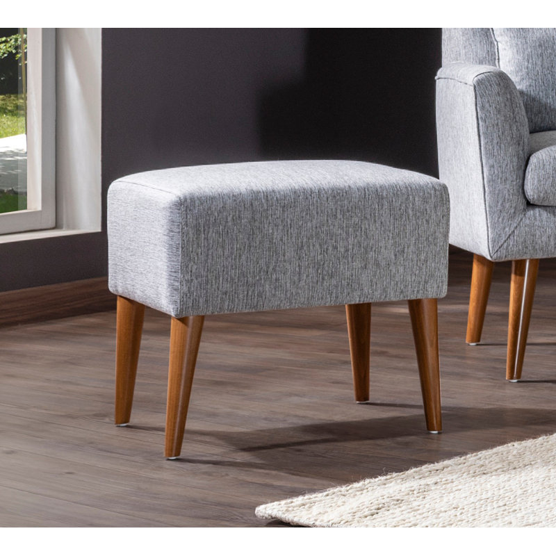 Repose-pieds rectangulaire 19,7 po Shandon, 100 % lin gris