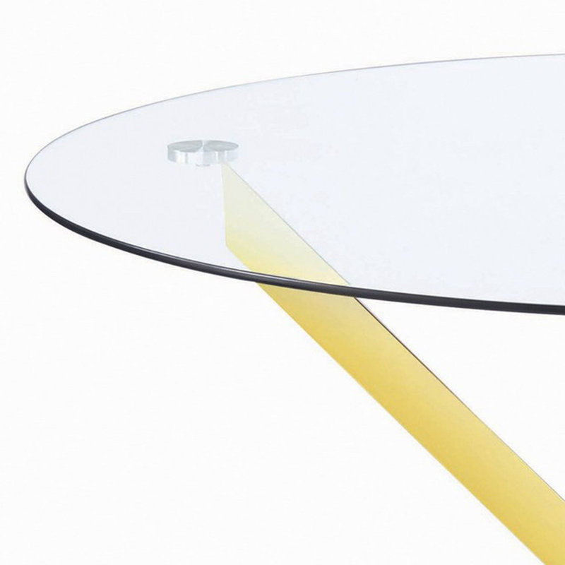 Kindra Round Glass Top Dining Table, Gold
