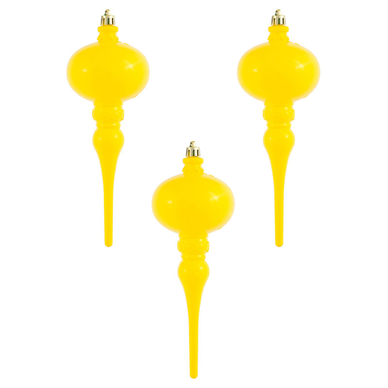 Ornement en forme de fleuron 8 po x 2,75 po, Jaune