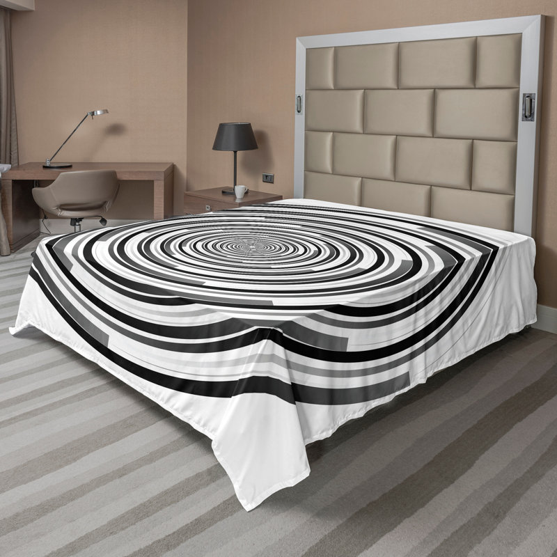 Ambesonne Marble Print Top Flat Sheet Marble Grunge Stone King Beige Brown, Noir, gris / abstrait, Drap plat de taille double