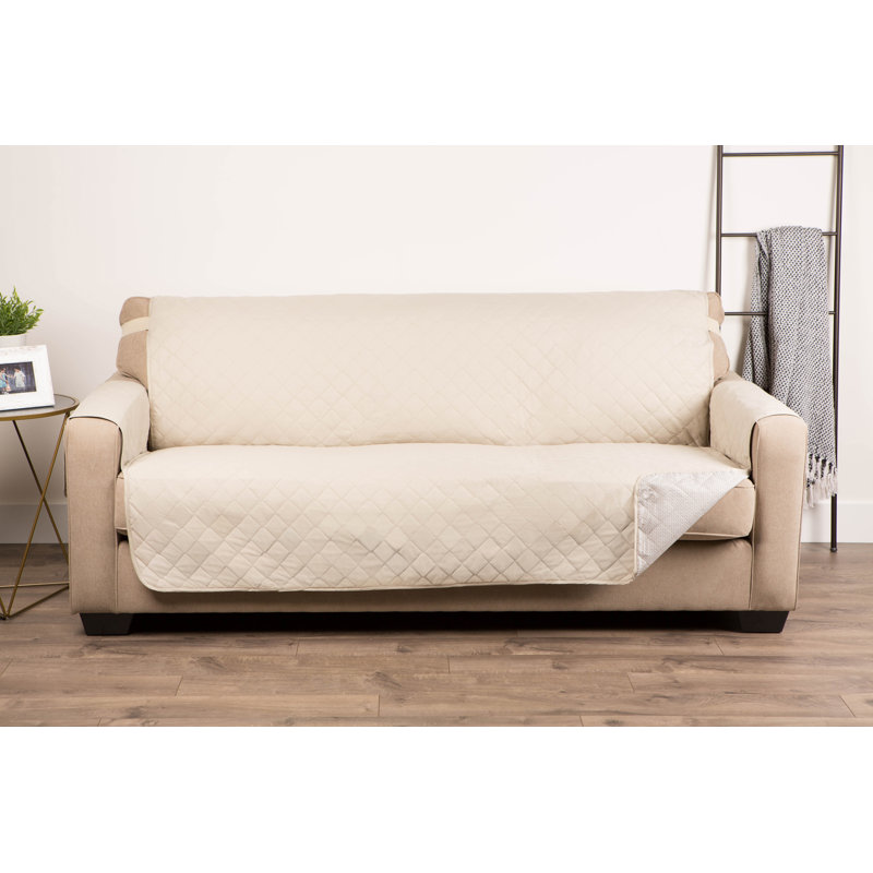 Housse pour canapé à coussins carrés/rectangulaires réversible, Beige, L 132 po x P 5,9 po