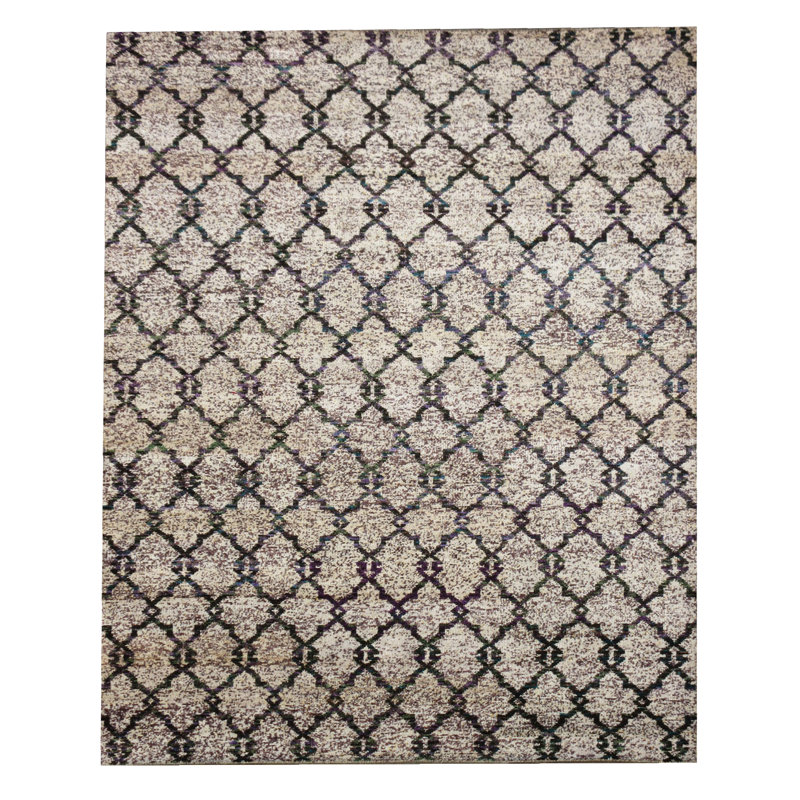 Tapis moderne en soie noué à la main, Rectangle 9 pi x 11 pi 11 po