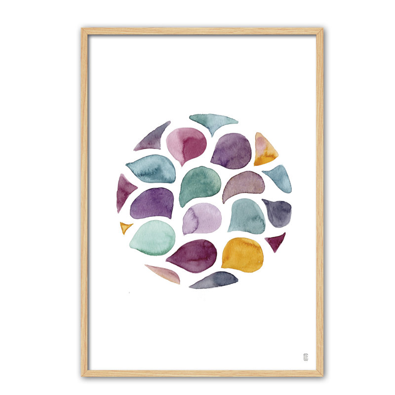 Objects Drops Pattern by César Ortiz Echagüe - Single Picture Frame Painting, 40cm H x 40cm W x 3cm D