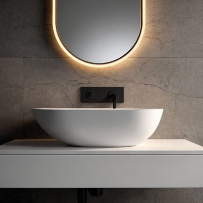 Ebern Designs 59mm L x 35mm W Natural Stone Oval Sink