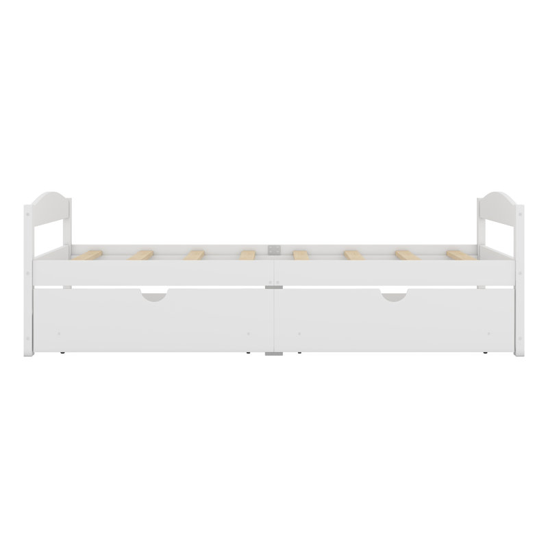 Platform Bed With Two Drawers, White