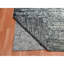 8'2"x8'2" Black Hand Knotted Striae Design Wool and Silk Square Rug FE063818512C4EF5A03673B944490ABC