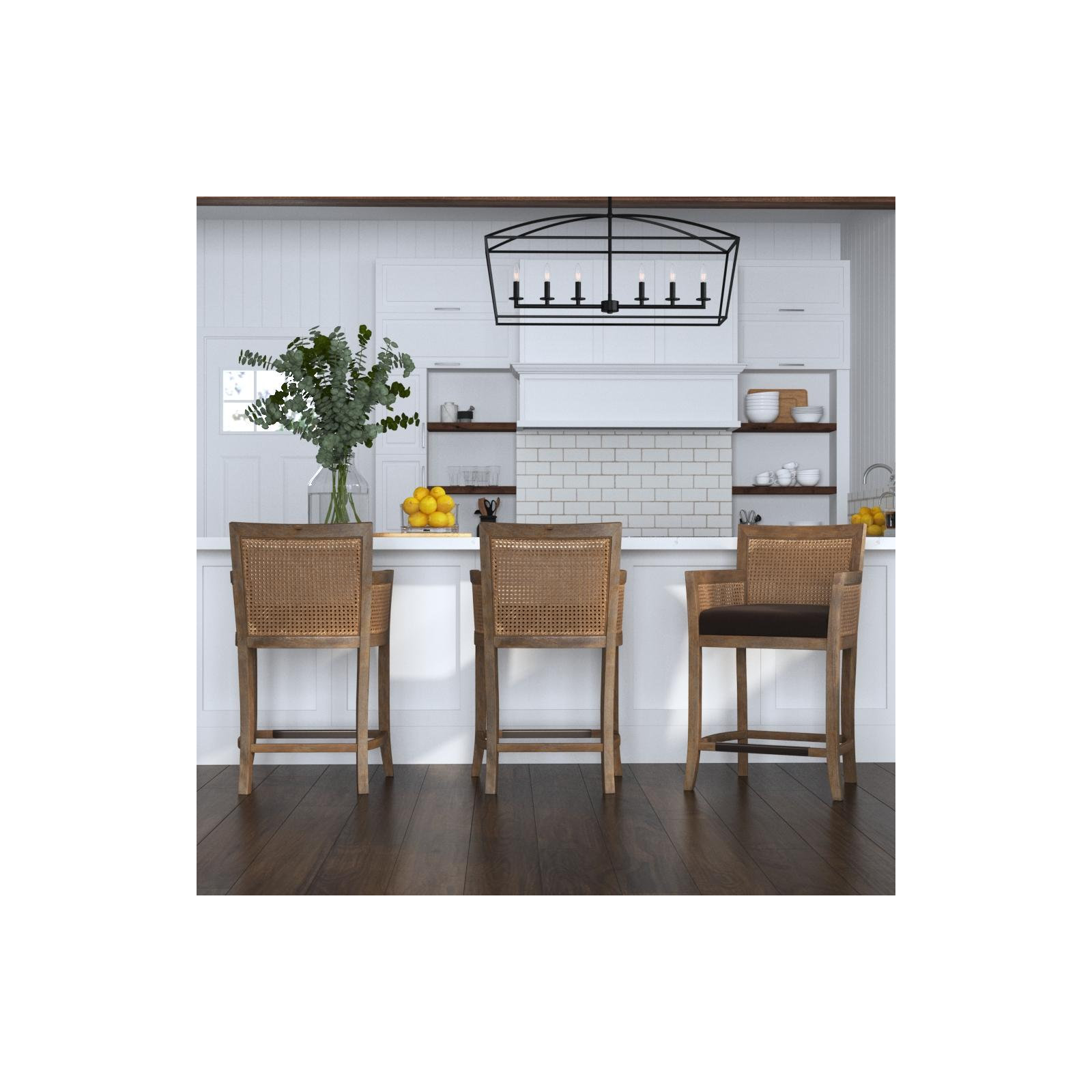 Farlane Cane Stool, Dark Gray/Brown