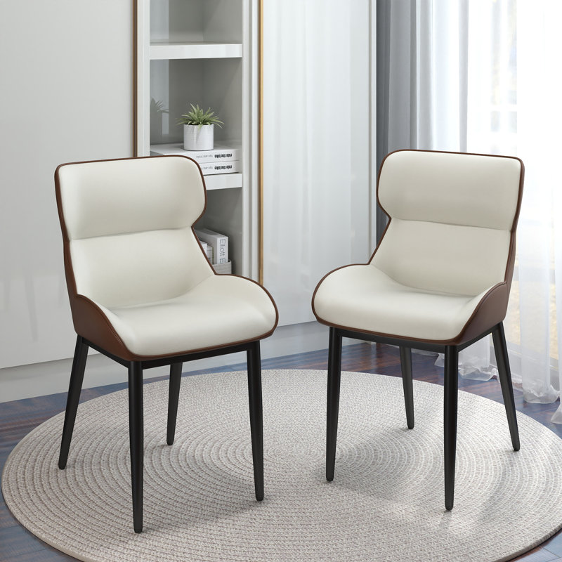 Chaise d'appoint moderne (ensemble de 2), Brun / Beige