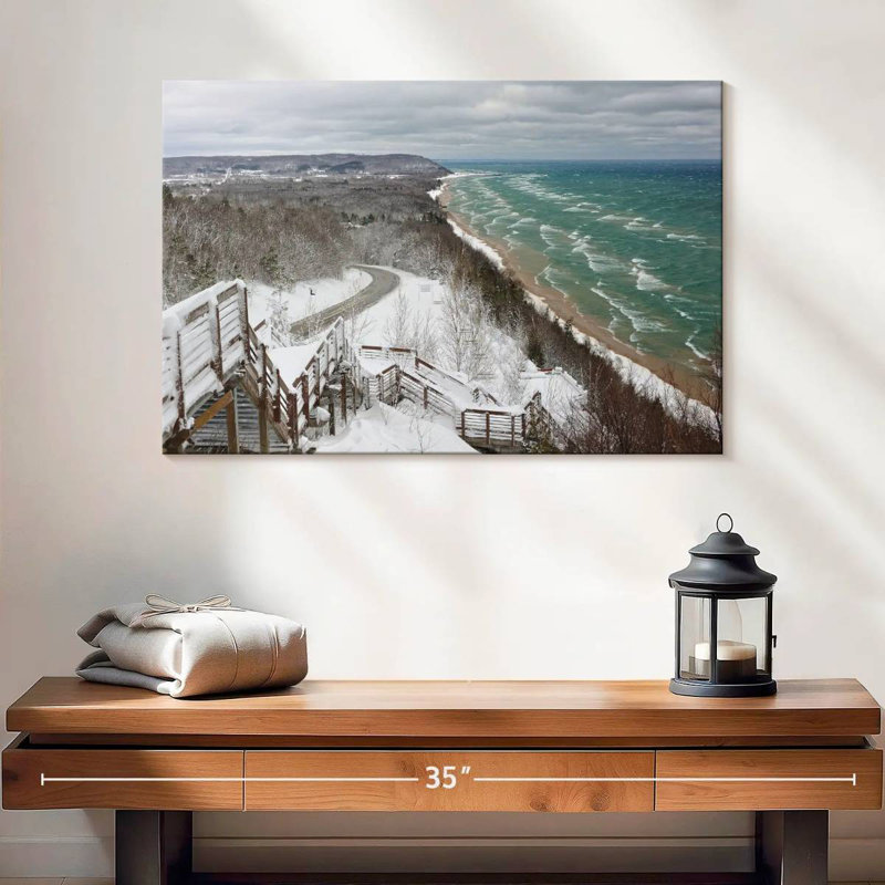 Scène d'hiver à Alvord Lake Michigan, H 16 po x l 24 po