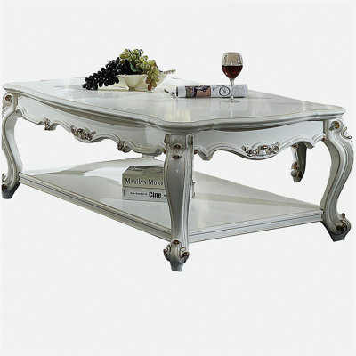 Vestavia 1-Shelf Coffee Table in Antique Pearl