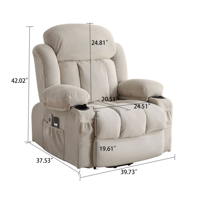Fauteuil inclinable rembourré en velours avec base relevable Modern Classic, Beige