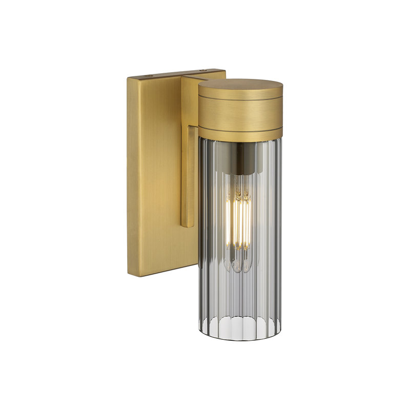 Applique murale 11 po Empire, Laiton brossé, Plaqué couleur fumée, H 9,5 po x l 5,5 po x P 3,13 po