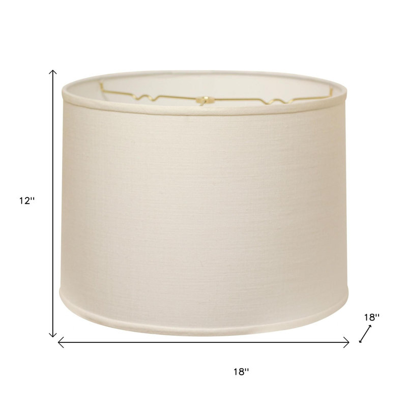 White Linen Drum Lamp Shade, 12" H x 18" W