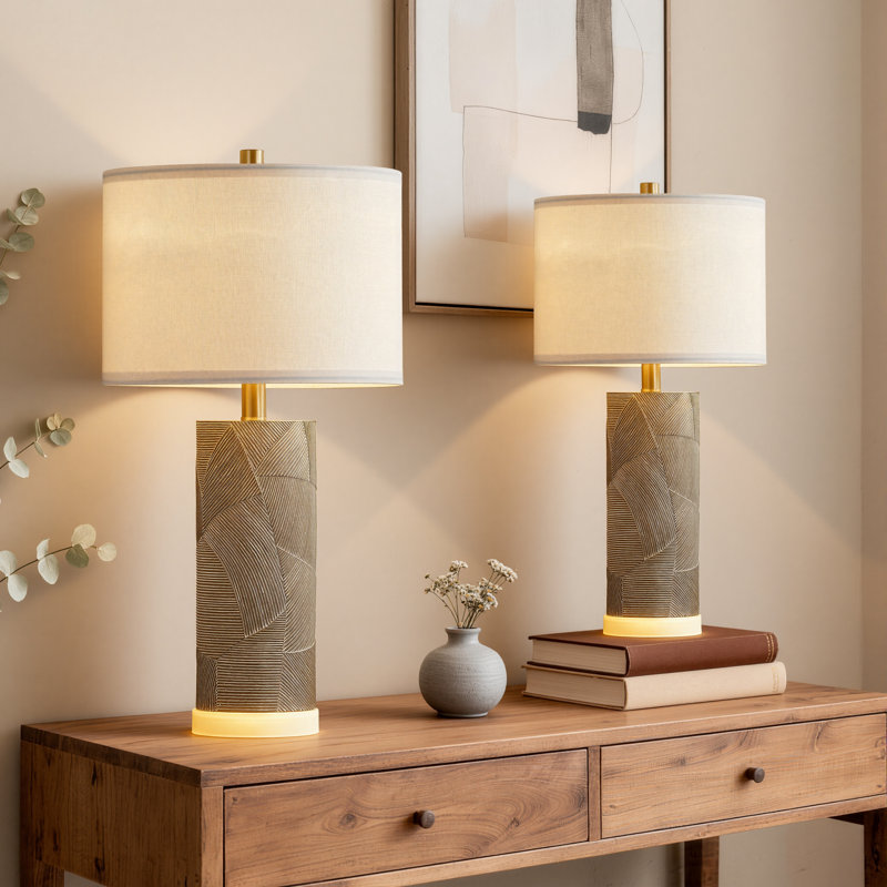 23.25" Distressed Gray Table Lamp LED Integrated
