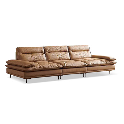 Coffee Genuine Leather Modular Sofa cushion couch
