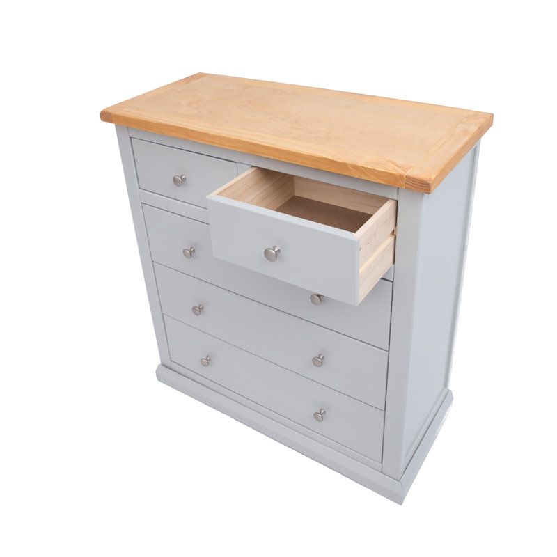Steiner 90cm W 5 - Drawer Chest of Drawers, Grey/Satin Chrome