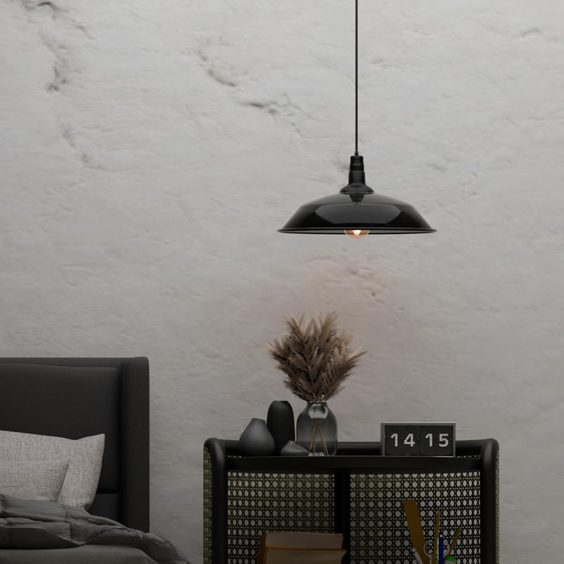 1 - Light Single Pendant, Shiny Black