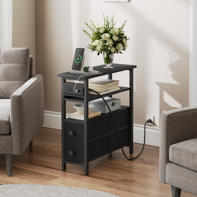 Narrow End Table With Charging Station