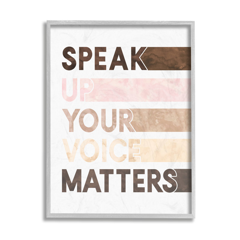«Your Voix Matters Expression égalité inspirante» par Erica Billups - impression d'art textuel, Estampe numérique Farmhouse