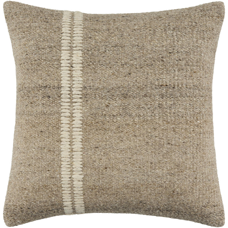 Coussin décoratif Jundah, Carré 18 po, Polyester, Beige
