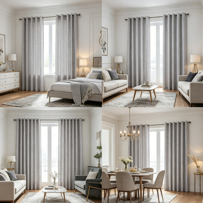Silver Crushed Velvet Fully Lined Eyelet Curtains - 116x182cm