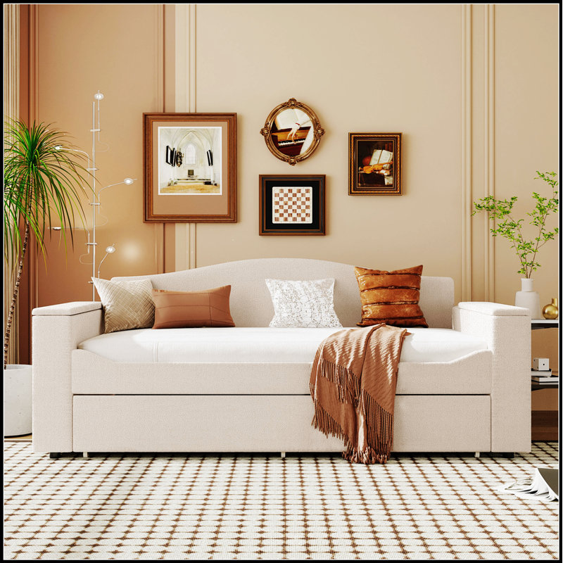Lit de jour rembourré avec accoudoirs de rangement, couchette et dernier système audio Bluetooth intégré pour un confort moderne