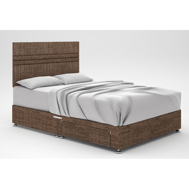 Ostara Upholstered Divan Bed, 2 Drawers, Sky, Small Double