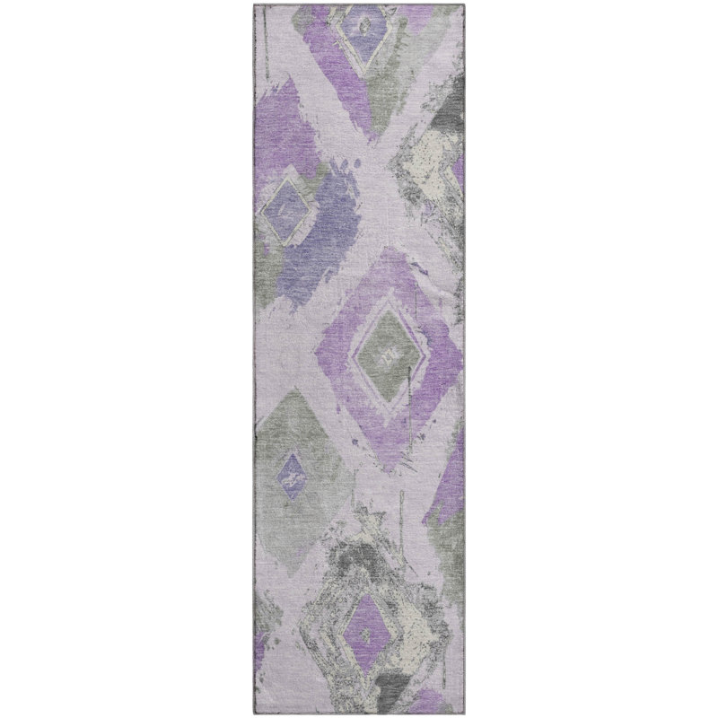 Premium Machine Washable Slesnick AMF1669 Diamonds Rug, Runner 2'3" x 7'6"